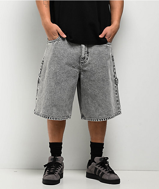 Adam Bomb Utility Grey Wash Baggy Carpenter Shorts | Zumiez
