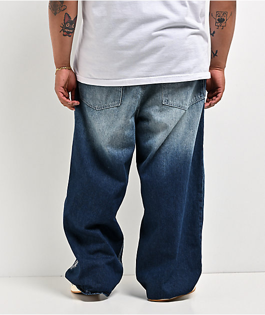 Adam Bomb Variety Patch Blue Wash Baggy Jeans | Zumiez