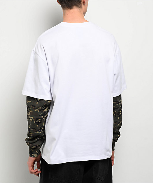 Adam Bomb White & Camo 2fer Long Sleeve T-Shirt | Zumiez