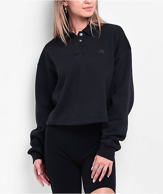 Adidas All SZN Black Crop Polo Sweatshirt