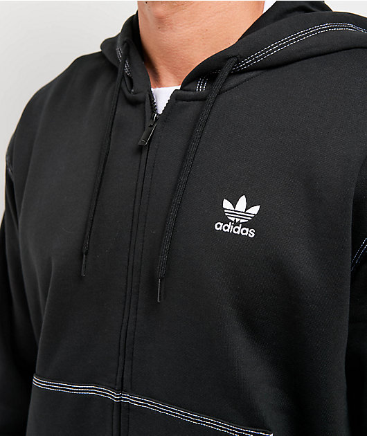 Adidas Originals Trefoil Essentials Black Zip Hoodie | Zumiez