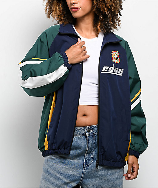Aelfric Eden Vintage Blue & Green Colorblock Zip Jacket