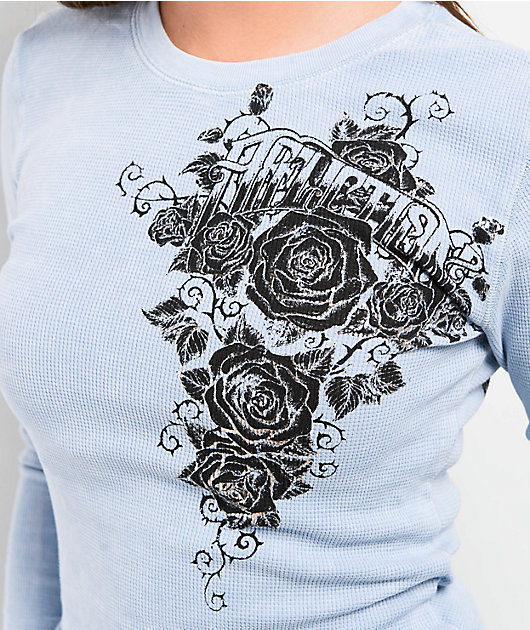 Afflicition Secret Garden Light Blue Wash Thermal Long Sleeve T-Shirt