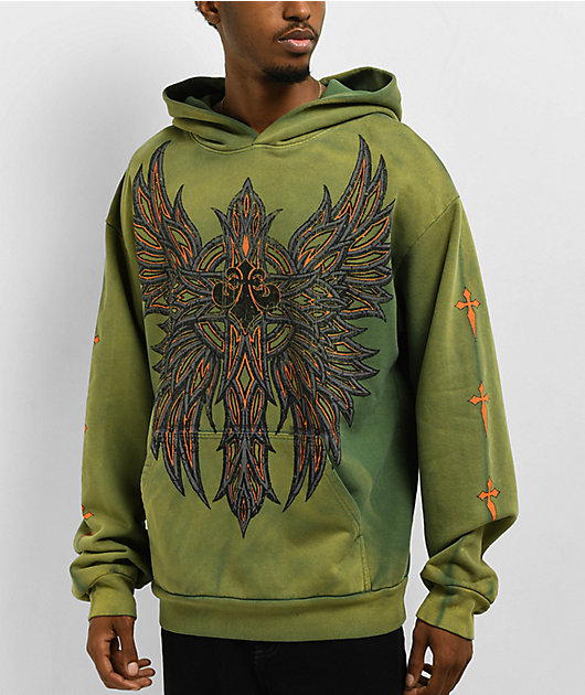 Affliction Absolution Vintage Green Potassium Wash Hoodie | Zumiez
