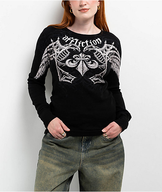 Affliction Agulias Black Thermal Long Sleeve T-Shirt