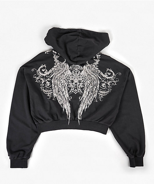 服/ファッション ALCHEMY GOTHIC: APECTROSTATIC NOCTURNIUM Affliction Aristocrat Black Crop Zip Hoodie | Zumiez
