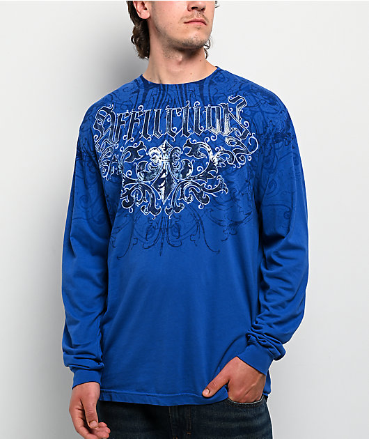 Affliction Artifact Dark Blue Long Sleeve T-Shirt | Zumiez