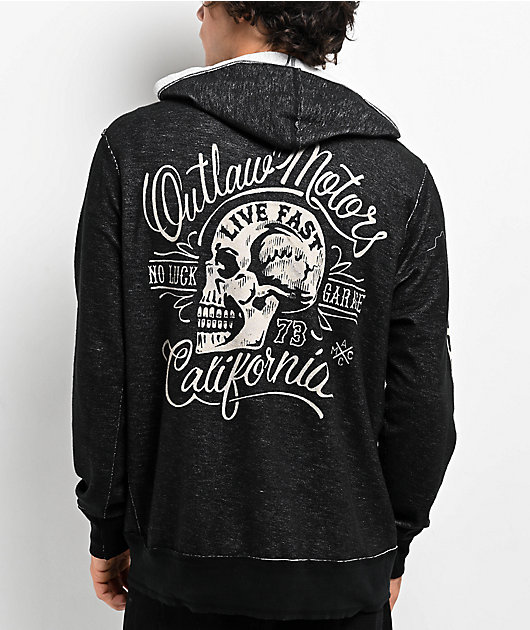 Affliction Awakening Reversible Grey Lava & Black Lava Wash Zip Hoodie