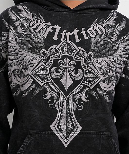 Affliction Ayala Black Lava Wash Hoodie
