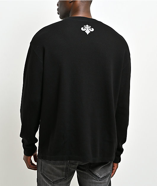 Affliction Ayala Black Thermal Long Sleeve T-Shirt