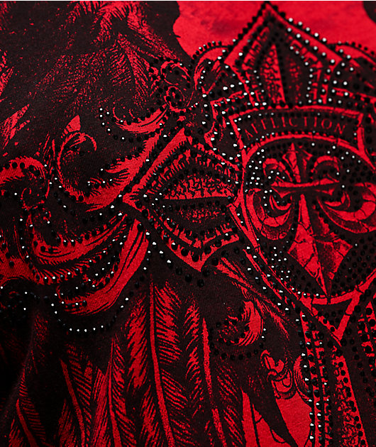 Affliction Ayala Rhinestone Red T-Shirt
