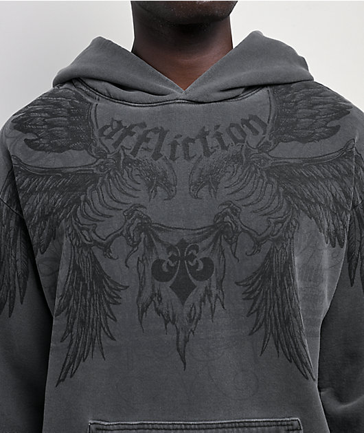 Affliction Birds Of Prey Grey Wash Hoodie