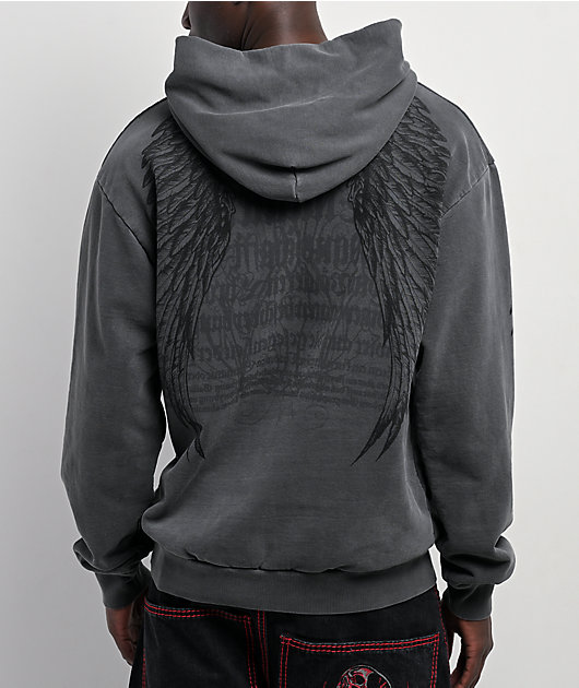 Affliction Birds Of Prey Grey Wash Hoodie