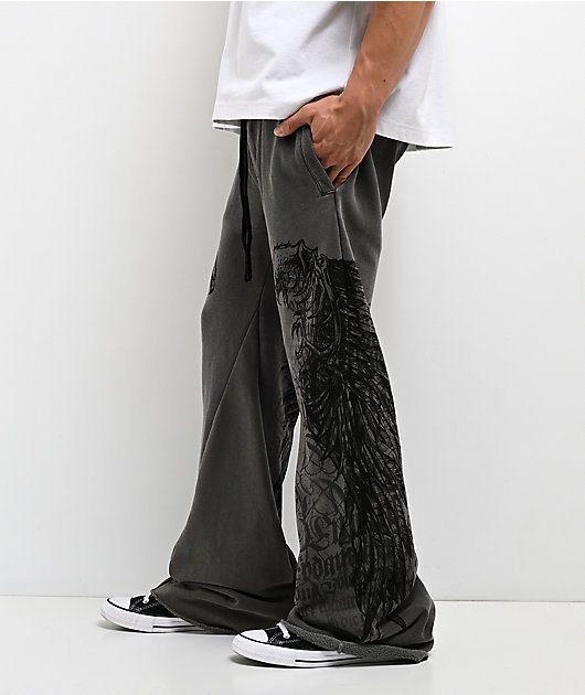 Affliction Birds Of Prey Grey Wash Sweatpants
