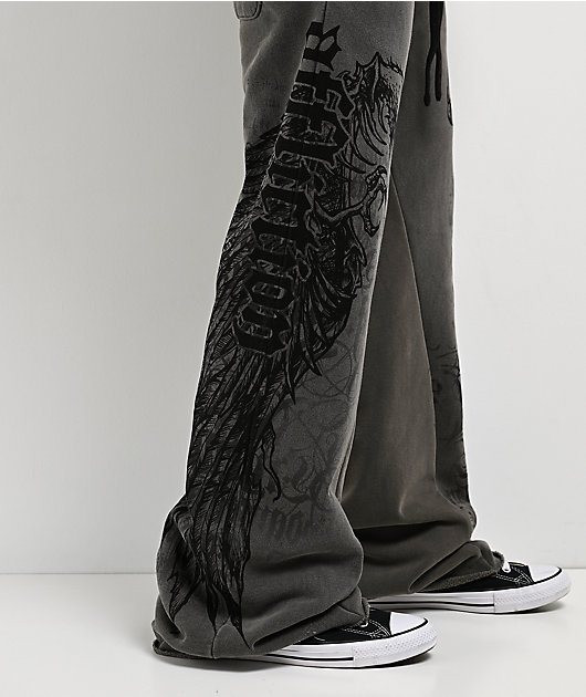 Affliction Birds Of Prey Grey Wash Sweatpants
