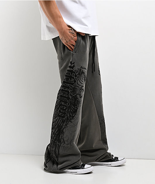 Affliction Birds Of Prey Grey Wash Sweatpants