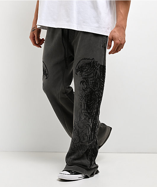 Affliction Birds Of Prey Grey Wash Sweatpants