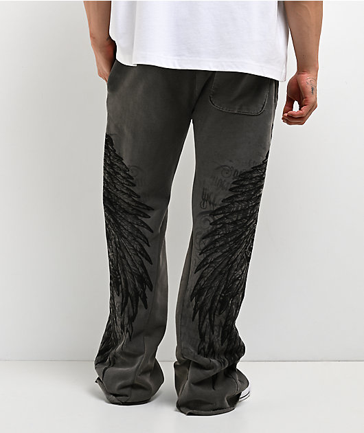 Affliction Birds Of Prey Grey Wash Sweatpants