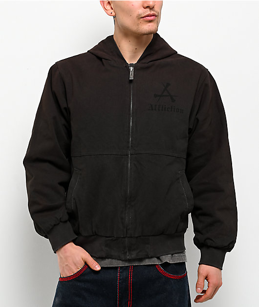 Affliction Catharsis Black Hooded Canvas Jacket | Zumiez
