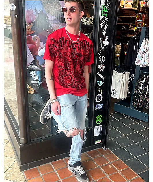 Affliction Caustic Abyss Red T-Shirt | Zumiez