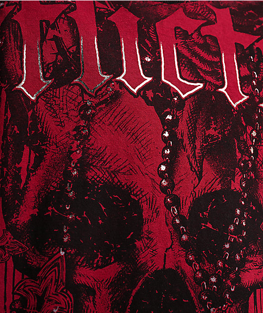Affliction Chemical Rain Red & Grey 2fer Long Sleeve T-Shirt