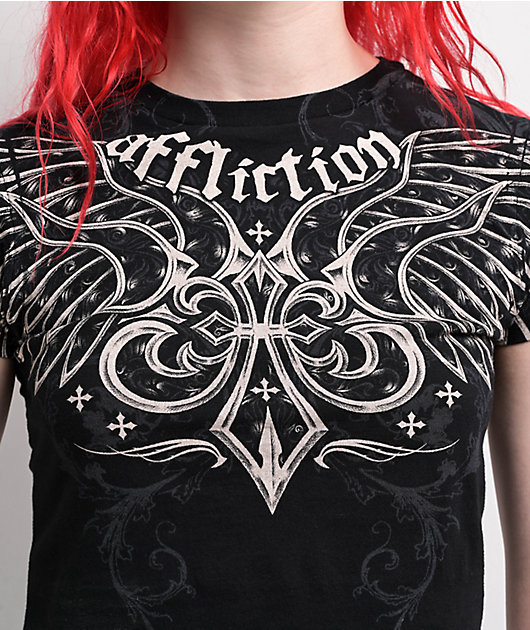Affliction Chrome Black Crop T-Shirt