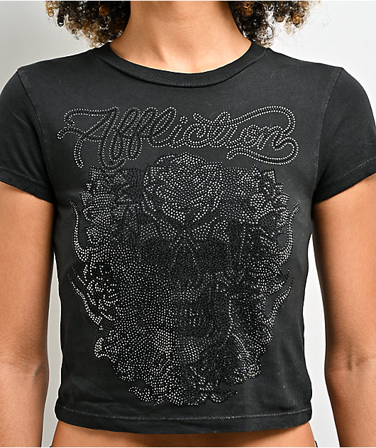 Affliction Club Chapter Black Wash Crop T-Shirt
