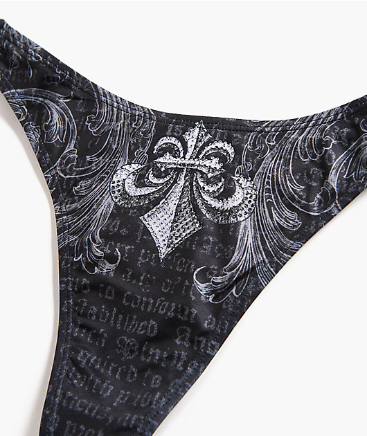 Affliction Collapse Black High Leg Bikini Bottom