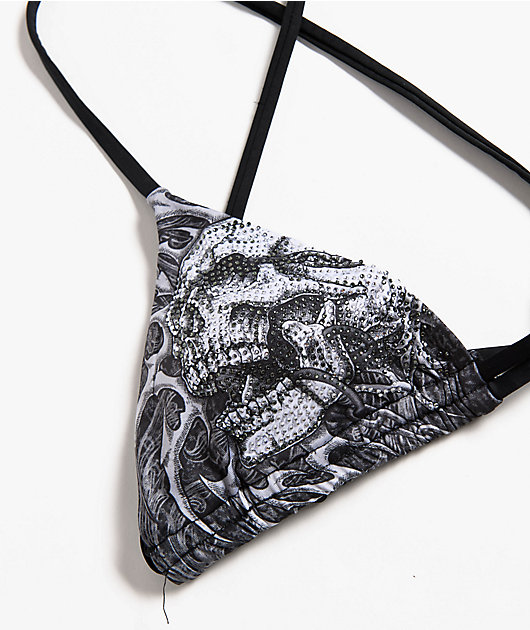 Affliction Collapse Black Triangle Bikini Top