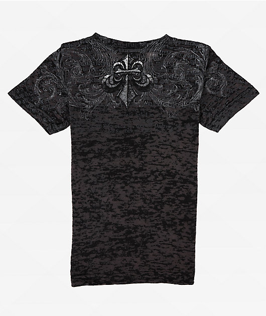 Affliction Collapse Black Wash Crop T-Shirt