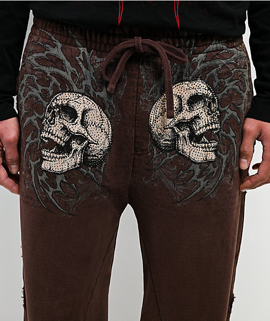 Affliction Collapse Brown Sweatpants