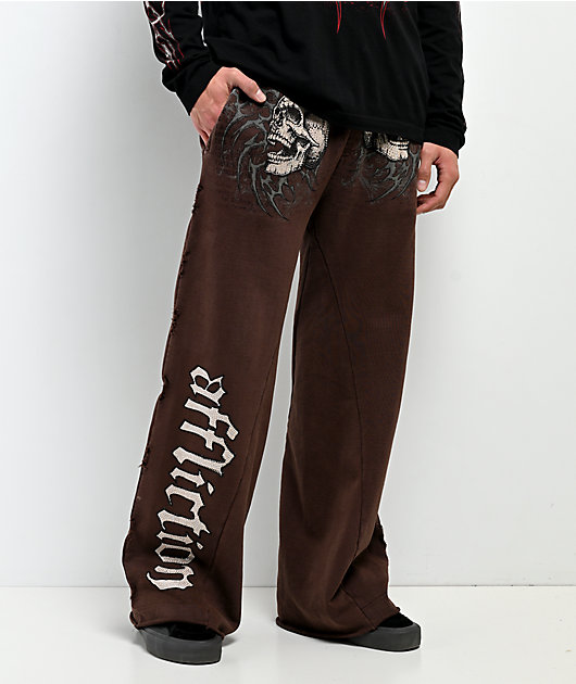 AFFLICTED アフリクテッド Affliction Collapse Brown Sweatpants | Zumiez