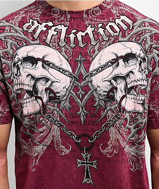 Affliction Collapse Burgundy T-Shirt | Zumiez