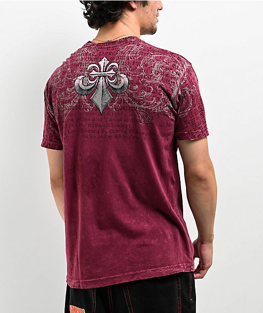 Affliction Collapse Burgundy T-Shirt | Zumiez
