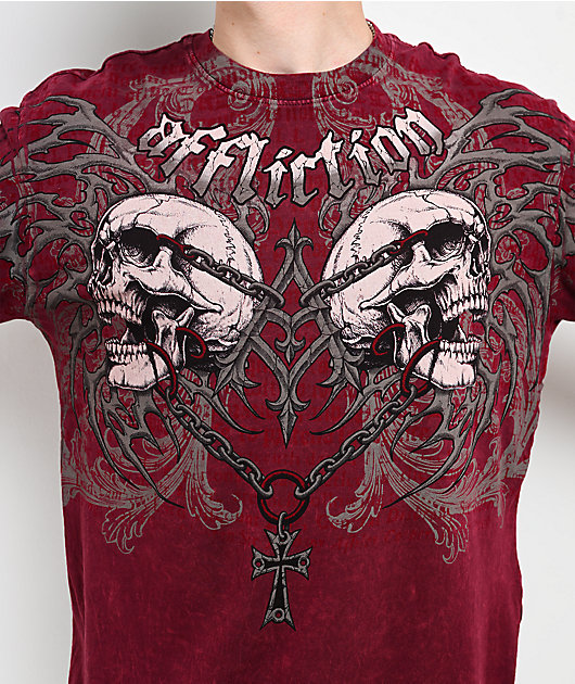 Affliction Collapse Last Red Wash Long Sleeve T-Shirt