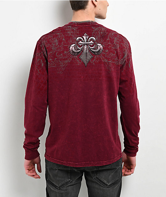 Affliction Collapse Last Red Wash Long Sleeve T-Shirt