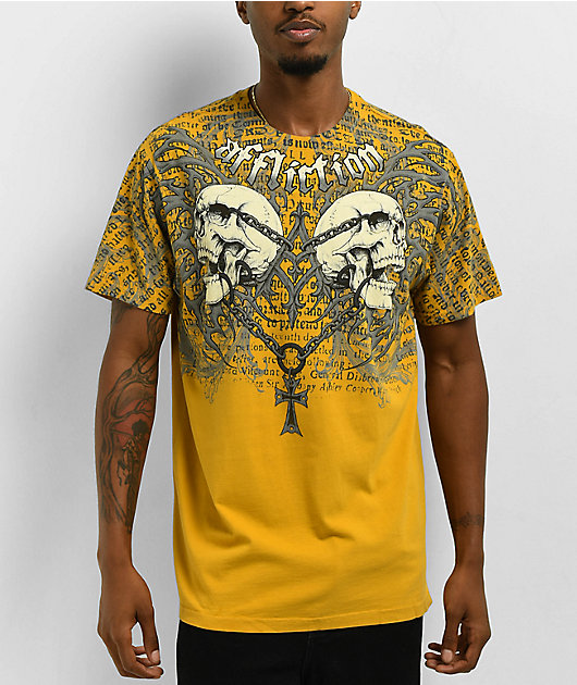 Affliction Collapse Mustard Lava T-Shirt | Zumiez