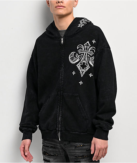 Affliction Courage Black Wash Zip Hoodie | Zumiez