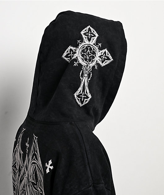 Affliction Courage Black Wash Zip Hoodie | Zumiez