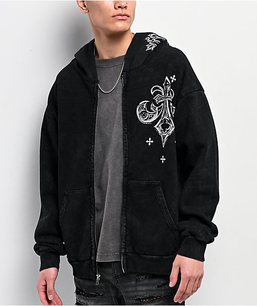 Affliction Courage Black Wash Zip Hoodie | Zumiez