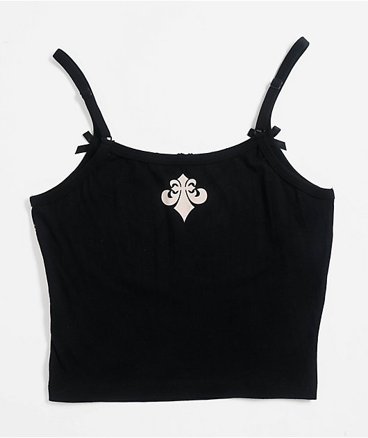 Affliction Crows Black Lace Crop Tank Top | Zumiez