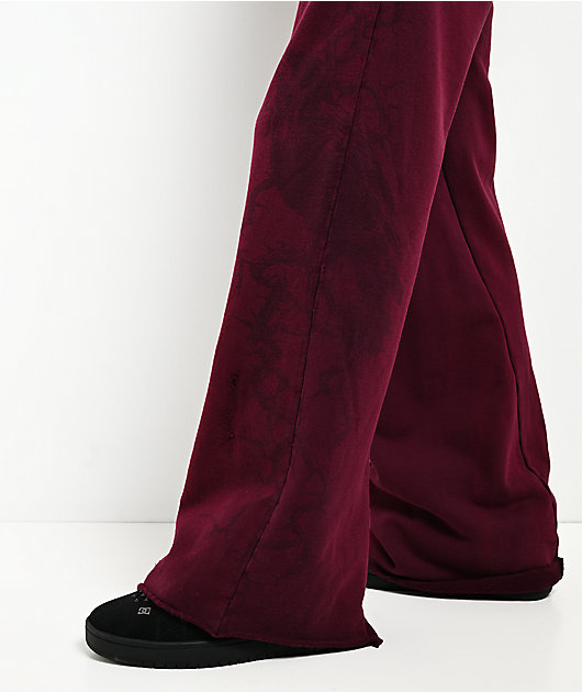 Affliction Crows Dark Purple Wash Wide Leg Sweatpants