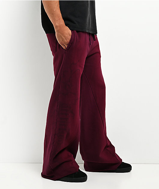 Affliction Crows Dark Purple Wash Wide Leg Sweatpants