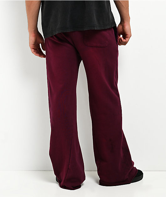 Affliction Crows Dark Purple Wash Wide Leg Sweatpants