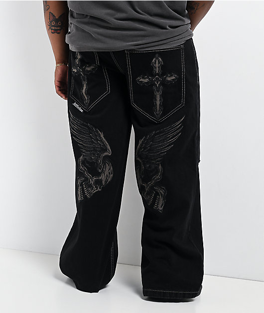 Affliction Cursed Loti Black Wash Wide Leg Jeans