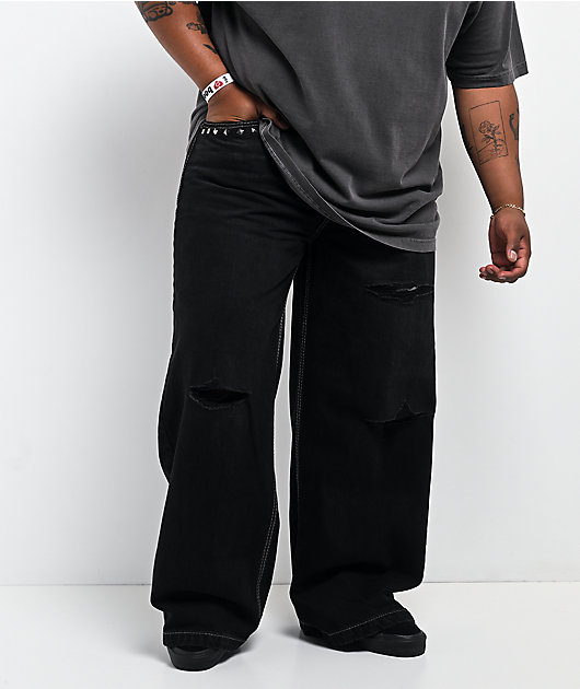 Affliction Cursed Loti Black Wash Wide Leg Jeans