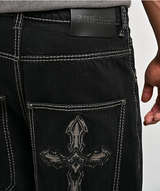 Affliction Cursed Loti Black Wash Wide Leg Jeans