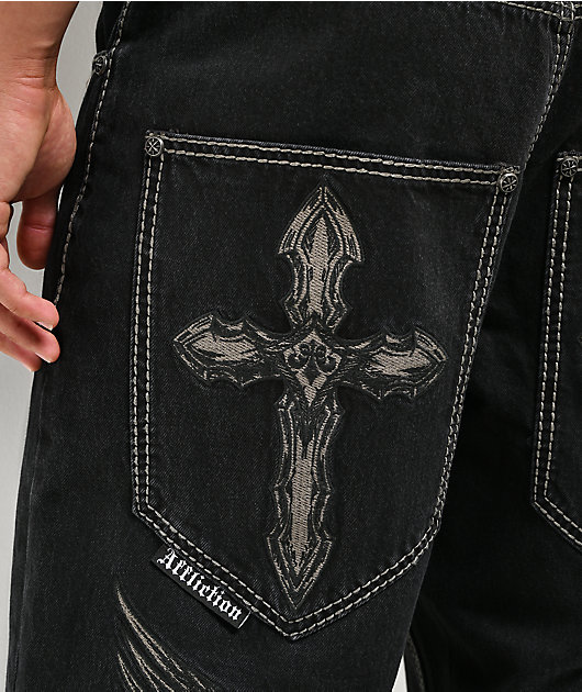 Affliction Cursed Loti Black Wash Wide Leg Jeans