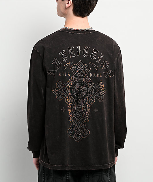 Affliction Dakota Hills Brown Long Sleeve T-Shirt | Zumiez