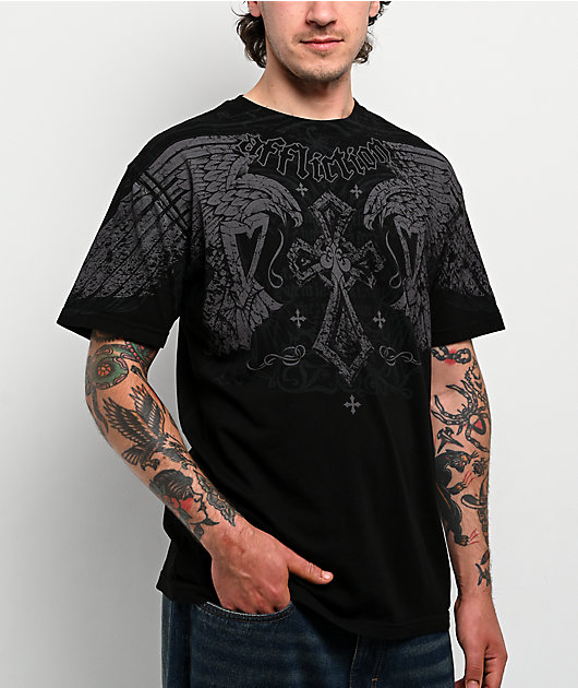 Affliction Dark Attack Black T-Shirt | Zumiez
